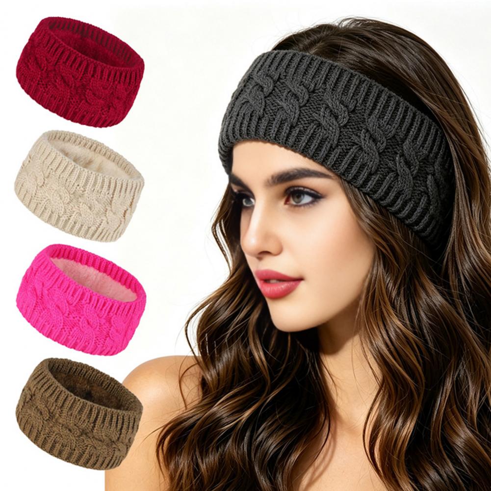 Elastic Knitted Hair Band Wint - Fleece Ear Warmer Band review and price